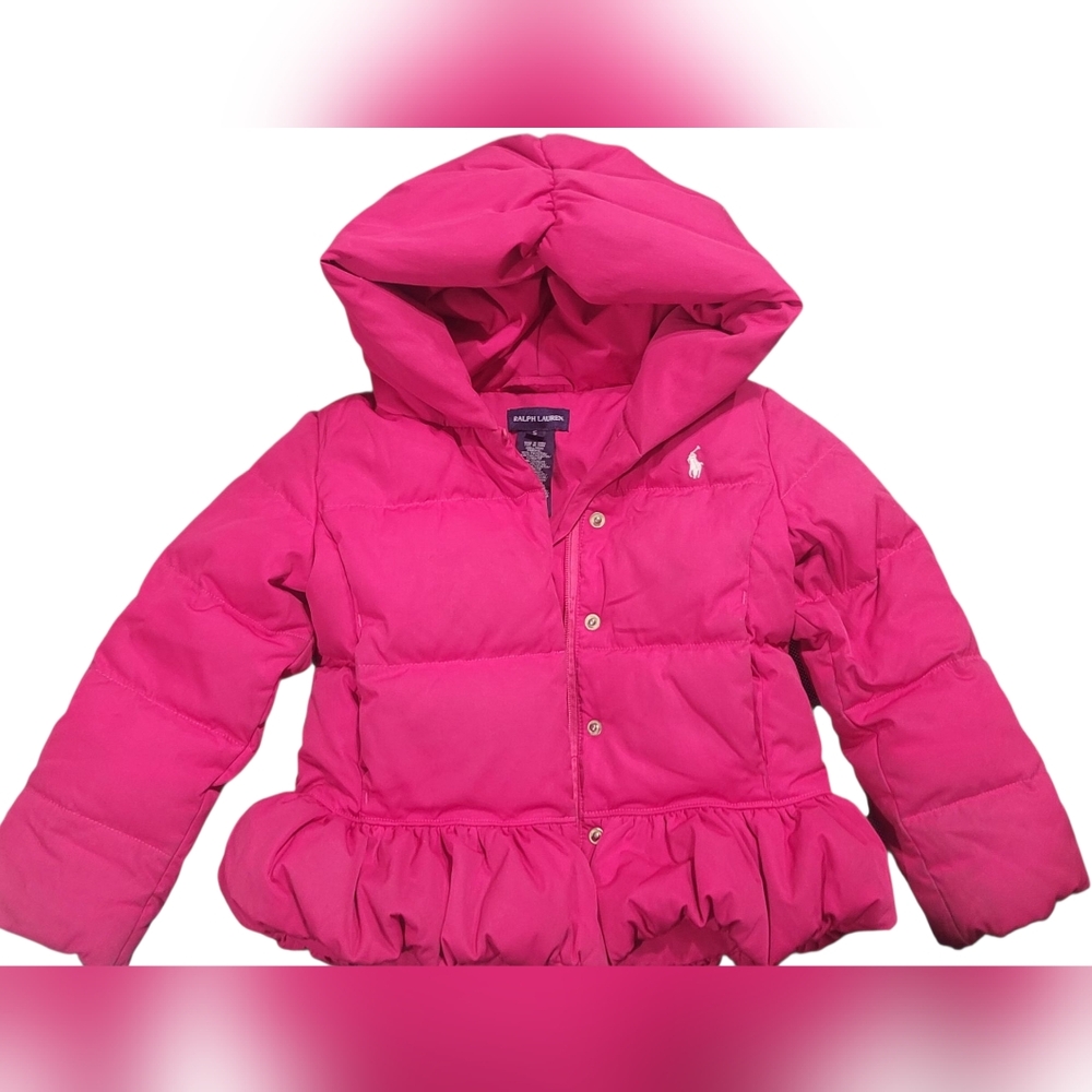 Ralph Lauren Red Down Puffer Jacket Girls Kids Size 5